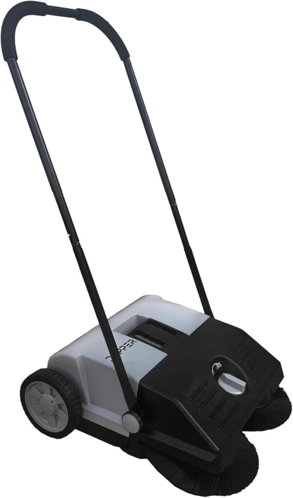 bf73d23be8b742358bee6ee59d89341c Walk-Behind Outdoor Hand Push Floor Sweeper - 5.25 Gallon Capacity - 25.5" Sweeping Width - Sweeps up to 27,900 ft² / Hour, Grey