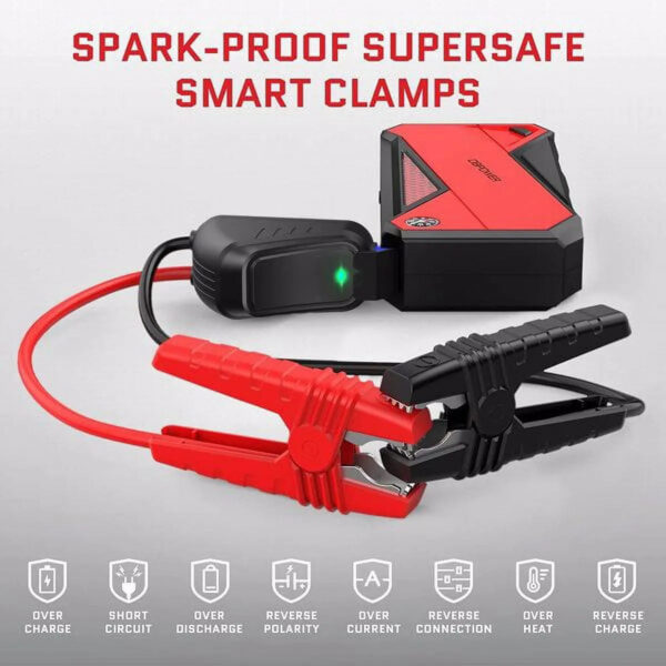 bffdf7b9644848e9b2c66330d70ca57f Peak 1600A 18000mAh Car Battery Jump Starter, up to 7.2 Gas, 5.5L Diesel Engines, Portable Battery Booster with Smart Charging Port, LCD Display, Intelligent Jumper Clamps, DJS90, Red Black