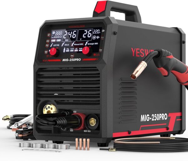 c085a950d59443c1b5866472ee9b3033 135Amp MIG Welder,110V Flux Core Welder Flux MIG/Lift TIG/Stick 3-in-1 Large LED Digital Display Welding Machine IGBT Inverter Welder FLUX-135PRO