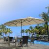 15ft Patio Umbrella with Solar Lights, Large Double Umbrella Outdoor, Rectangle 180''x106'' Umbrellas with 156 PCS LED Lights and Crank Handle for Backyard Deck Pool Shade in Black(1.9" Pole)