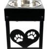Pet Feeding Station Triple 3-Quart Metal Dog Bowl 16" Tall