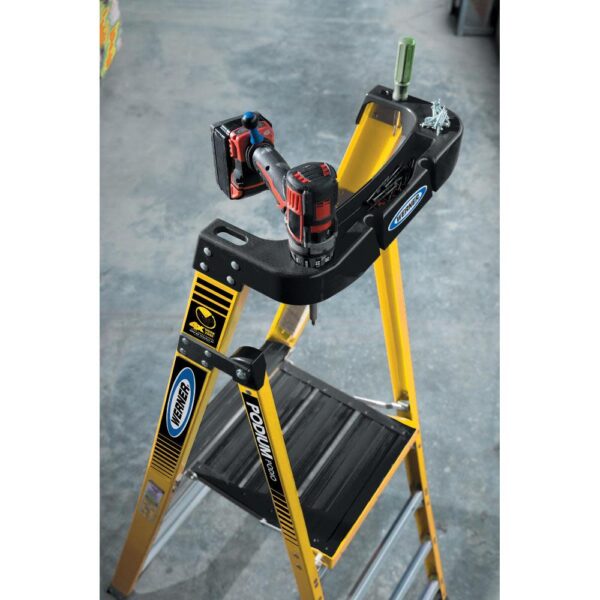 c10476ca5f8b437d835470b43bc40f09 Podium 8-ft Fiberglass 375-lb Type IAA Step Ladder ;