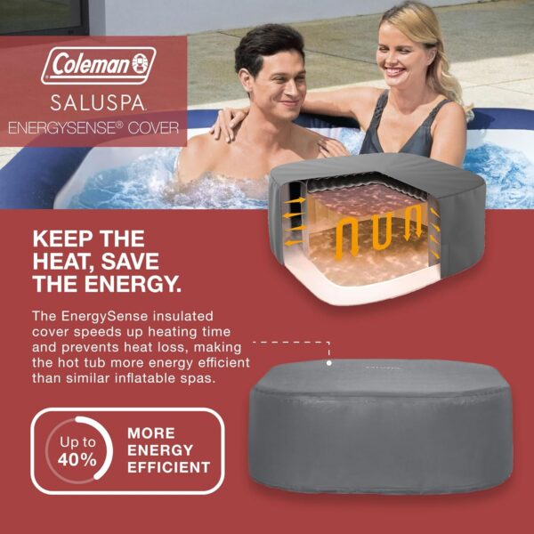 c10cfbad7ea742d082970b27b0d5a1c5 4 to 6 Person Inflatable Hot Tub Square Portable Outdoor Spa with 114 Soothing AirJets and Insulated Cover, Gray-Coleman