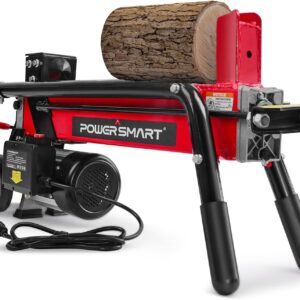 Electric Log Splitter 7-Ton - Efficient Wood Splitter with 3500 Motor Speed, 15 Amp, Horizontal Full Beam Design and Steel Wedge for Firewood & Kindling Cutting