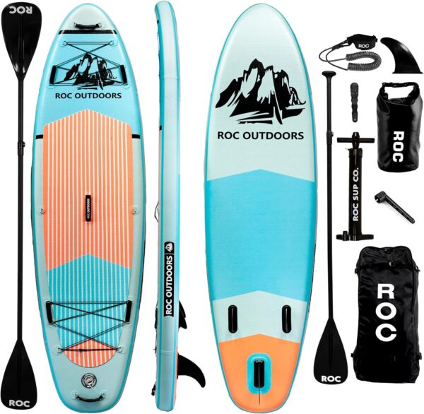 c1dea64712884fd6aab273dac511219b Roc Inflatable Stand Up Paddle Boards 10 ft 6 in with Premium SUP Paddle Board Accessories, Wide Stable Design, Non-Slip Comfort Deck for Youth & Adults