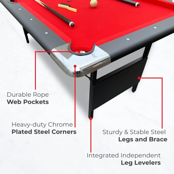 c237d86127e34d8b9e639aca629c2e40 Hathaway Fairmont 6 Ft Portable Pool Table, Adults Folding Billiards Tables for Game Room with Easy Foldable Storage, Includes Full Set of Billiard Balls, Cues, Chalk & Brush