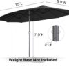 15ft Patio Umbrella with Solar Lights, Large Double Umbrella Outdoor, Rectangle 180''x106'' Umbrellas with 156 PCS LED Lights and Crank Handle for Backyard Deck Pool Shade in Black(1.9" Pole)
