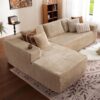 104" Cloud Sectional Couch with L-Shape Chaise,Modern Modular Sofa with Deep Seat, Upholstered Couches for Living Room Bedroom,No Assembly Required, Black (Corduroy Fabric)