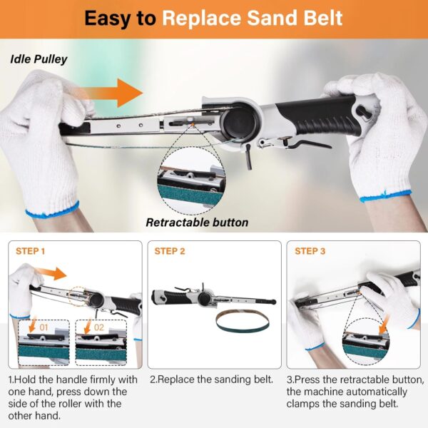 c2c01b49a17a40369a25b5691ac24bdd Tezoro 1/2" x 18" Air Belt Sander, Mini Belt Sander with 3 Belts