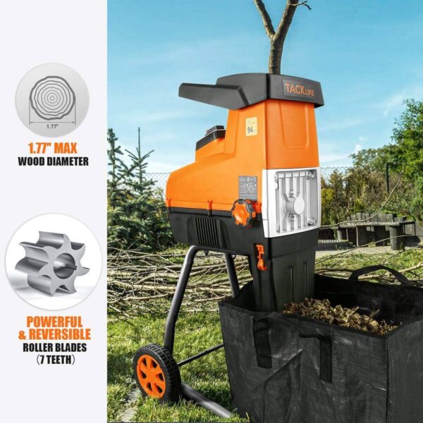 Wood Chipper, 15-Amp Garden Shredder, 60L Collection Bag - Tkws01a