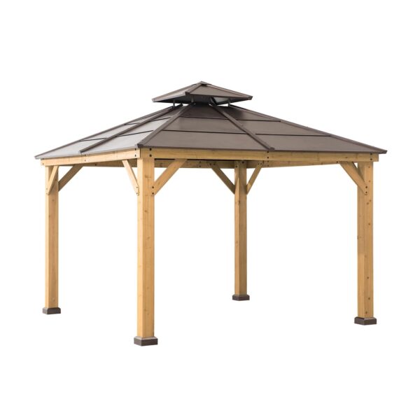 c3411b6a223b49b0b27fa8ef5f999adf 10 ft. x 10 ft. Cedar Framed Gazebo with Steel 2-Tier Hip Roof Hardtop