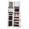 LED Mirror Jewelry Cabinet Standing Jewelry Armoire Organizer Box with Full-Length Mirror and Adjustable LED Lights White