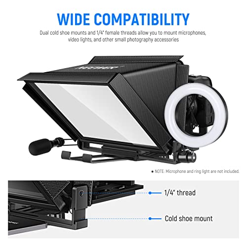 c355246cab3c4b5db2b584fd450b22fd Neewer X12 Aluminum Alloy Teleprompter for iPad Tablet Smartphone DSLR Cameras with Remote Control