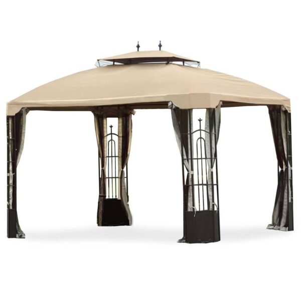 c35d796352e143419edc34a83dd8f584 10 x 12 Bay Window Gazebo Replacement Canopy and Netting Riplock 350