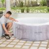 Bestway SaluSpa Fiji AirJet Large Round 2 to 4 Person Inflatable Hot Tub Portable Outdoor Spa with 120 AirJets and EnergySense Cover, Grey