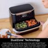 DZ401 Foodi 10 Quart 6-in-1 DualZone XL 2-Basket Air Fryer with 2 Independent Frying Baskets, Match Cook & Smart Finish to Roast, Broil, Dehydrate for Quick, Easy Family-Sized Meals, Grey