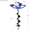 Post Hole Digger Gas Powered, 52cc 2.4 HP 2 Stroke Engine Earth Auger with 8" Drill Bit, EPA Compliant Post Hole Auger