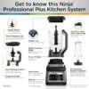 BN801 Professional Plus Kitchen System, 1400 WP, 5 Functions for Smoothies, Chopping, Dough & More with Auto IQ, 72-oz.* Blender Pitcher, 64-oz. Processor Bowl, (2) 24-oz. To-Go Cups, Grey