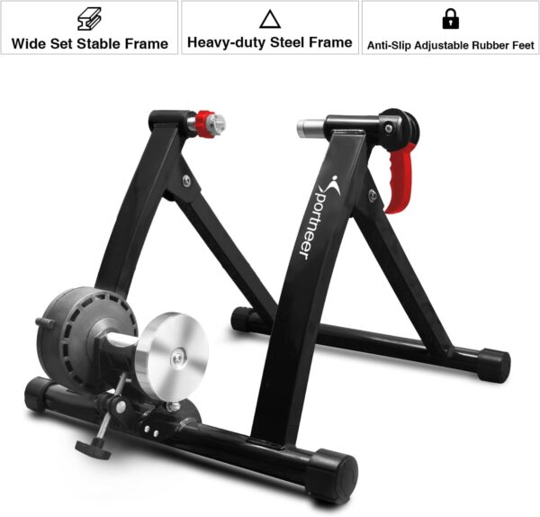 c47b261f120247a9b9c7a8a1d03a4c52 Bike Trainer Stand Indoor Riding - Sportneer Magnetic Stationary Bicycle Exercise Stand with Noise Reduction Wheel, 6 Resistance Adjustable