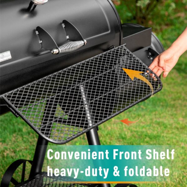 c4ce4dccadc041478c77217b8a297fe5 941 Sq.in. Overlarge BBQ Charcoal Grill with Offset Smoker, Black