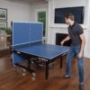 JOOLA Inside Professional MDF Indoor Ping Pong Table with Quick Clamp Table Tennis Net and Post Set - 10 Minute Easy Assembly - Tournament Quality - Foldable with Single Player Playback Mode