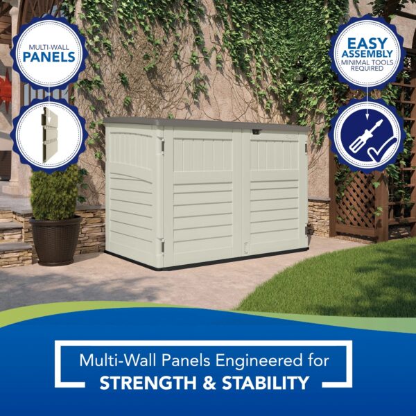 Suncast Plastic Storage Shed, Off-White and Gray, 44.25 in D x 52 in H x 70.5 in W