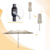 15ft Patio Umbrella with Solar Lights, Large Double Umbrella Outdoor, Rectangle 180''x106'' Umbrellas with 156 PCS LED Lights and Crank Handle for Backyard Deck Pool Shade in Black(1.9" Pole)