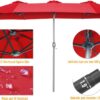 15ft Patio Umbrella with Solar Lights, Large Double Umbrella Outdoor, Rectangle 180''x106'' Umbrellas with 156 PCS LED Lights and Crank Handle for Backyard Deck Pool Shade in Black(1.9" Pole)