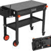 Adjustable 3-Shelf Indoor & Outdoor Grill Table | Portable Work Table with Stainless Steel Tabletop