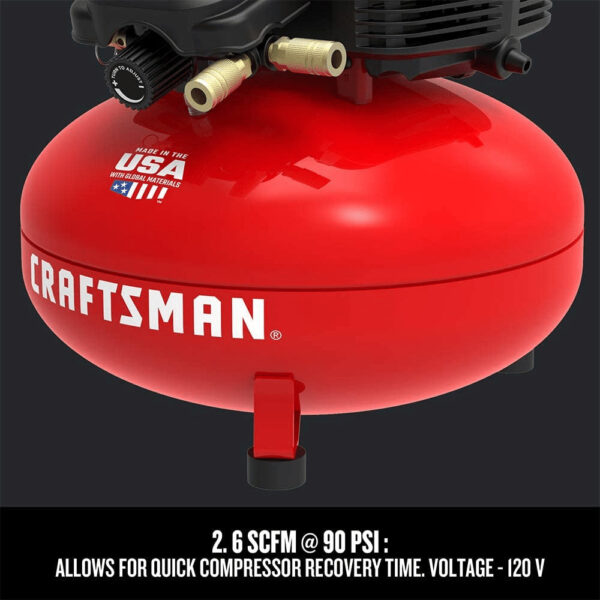 c6630a5a3aa84d94b4ad31592f7165bf 6 Gallon Pancake Air Compressor, Oil-Free, 150 PSI, Portable with Accessory Kit
