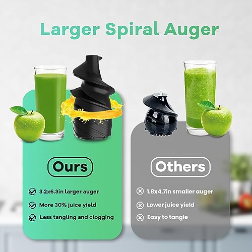 c66dc1f0a54941a4975e29ddc1b8550f Masticating Juicer, 300W Professional Slow Juicer with 3.5-inch Large Feed Chute