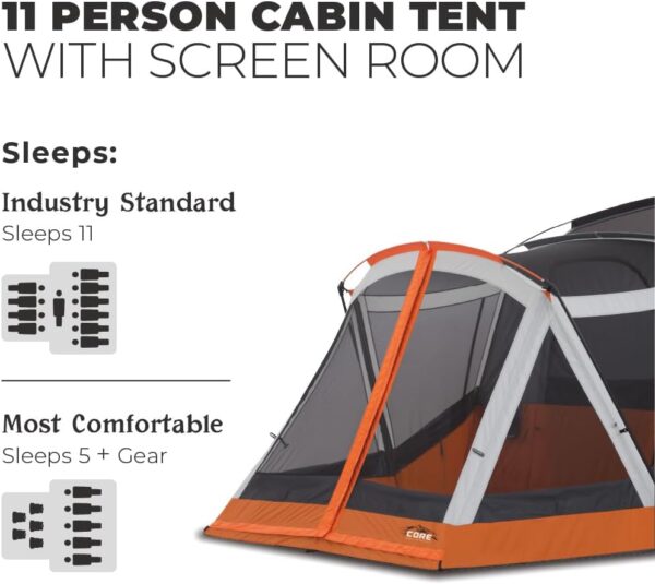 c733463676ed4353bb9e2adb786e0a46 CORE Straight Wall Cabin Tents | 10 Person / 11 Person / 12 Person Large Multi Room Family Tents for Car Camping & Outdoor Adventures