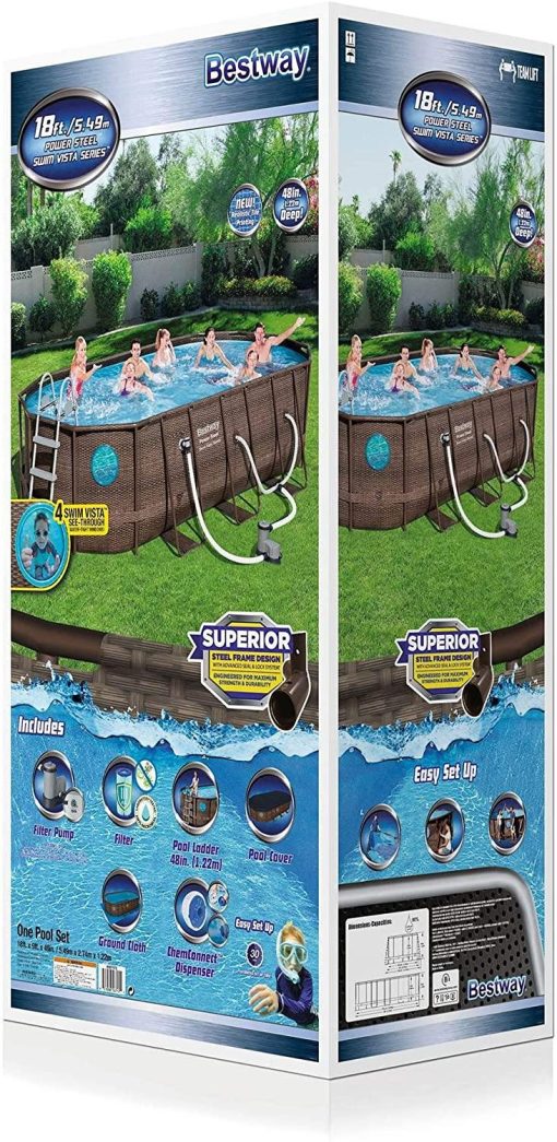 c75377a9a74f4bc1ad60dc745a309746 18' x 9 'x 48' above ground swimming pool Set with metal frame home swimming pool sand filter pump, skimmer and vacuum