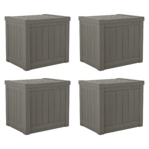 Suncast SS500ST 22 Gallon Small Resin Outdoor Patio Storage Deck Box (4 Pack)