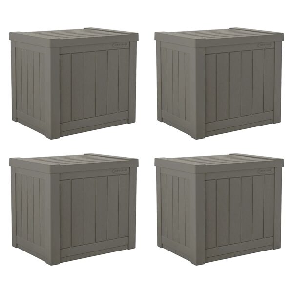 Suncast SS500ST 22 Gallon Small Resin Outdoor Patio Storage Deck Box (4 Pack)
