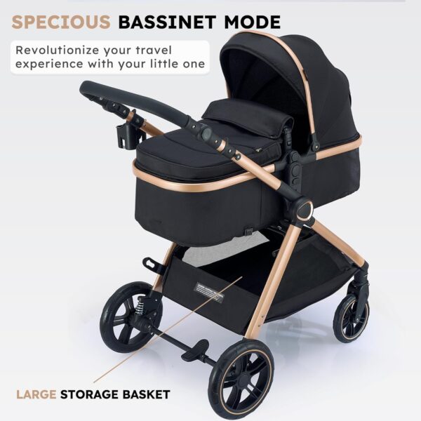 c7c8a39bb7944fb8a8861cdc84733385 2 in 1 Baby Stroller, Convertible Bassinet Pushchair for Infants and Newborns 0-36 Months