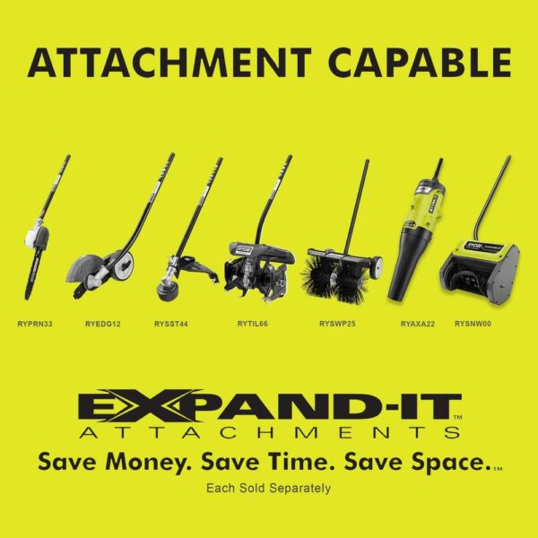 40V Expand-It Cordless Battery Attachment Capable Trimmer Power Head with 4.0 Ah Battery and Charger RY40226