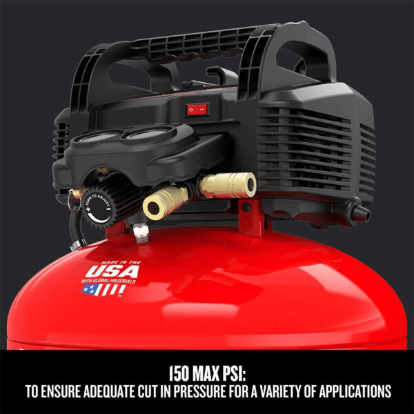 c8dc4fde5a764a51be7c8b705f97b55b 6 Gallon Pancake Air Compressor, Oil-Free, 150 PSI, Portable with Accessory Kit