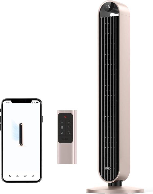 c92d2dda176640ea9abb16b9943eb862 Dreo Tower Fan for Bedroom, 42 Inch 120° Oscillating Fan, 25dB Quiet DC Motor, 28ft/s Velocity Bladeless Standing Fan with 12 Speeds, 4 Modes, 12H Timer Cooling Fans for Home, Living Room, Pilot Max S