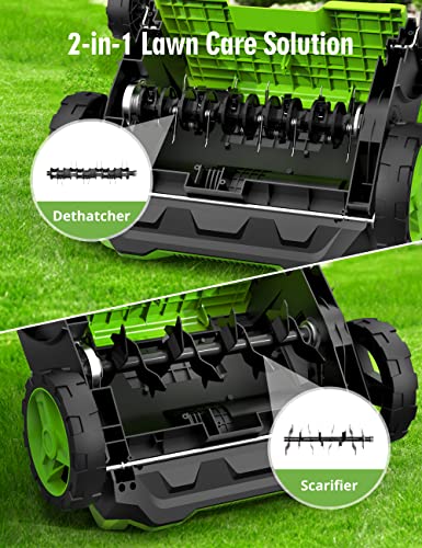 c96af4c2eca244d2870094c91c850ccf SWIPESMITH 13-Inch 12 Amp Electric Dethatcher Scarifier with Foldable Handle, 2-in-1 Lawn Dethatcher