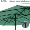 15ft Patio Umbrella Double-Sided Outdoor Market Extra Large Umbrella with Crank, Umbrella Base Included (Dark Red)