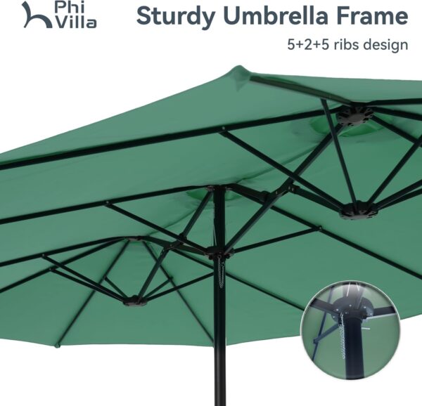 c99bc6ce211349c79b4f0832220e8de4 15ft Patio Umbrella Double-Sided Outdoor Market Extra Large Umbrella with Crank, Umbrella Base Included (Dark Red)