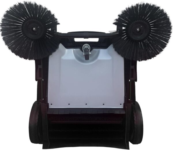 c9bb4c4f45d043cd81b65d813e940f71 Walk-Behind Outdoor Hand Push Floor Sweeper - 5.25 Gallon Capacity - 25.5" Sweeping Width - Sweeps up to 27,900 ft² / Hour, Grey