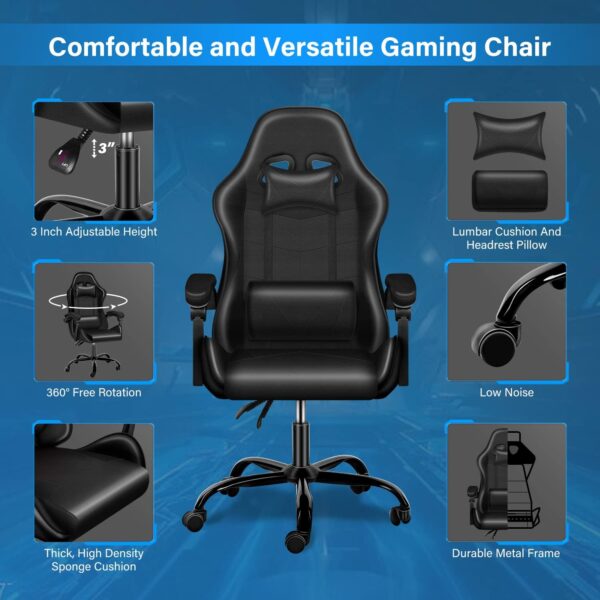 c9ec9bd96e04492e9cfbb2d49f3125a0 Racing Office Computer Video Game Chair, Without footrest, Black
