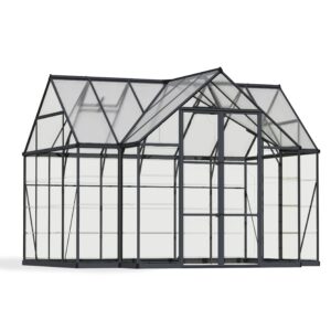 Palram - Canopia Chalet Four Season - 12' x 10' - Walk-In Hobby Greenhouse - Charcoal Gray - with 2 Roof Vents
