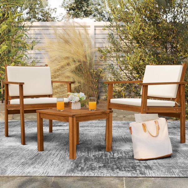 ca59b4383a3f4a578664b16a65e54624 Patio Furniture 4 Piece Outdoor Acacia Wood Patio Conversation Sofa Set with Table & Cushions Porch Furniture for Deck, Balcony, Backyard