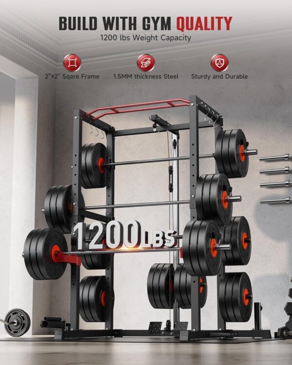 ca90de13feb04cc0a43b544914ec5e8f Sportsroyals Power Cage,1600lbs Multi-Function Power Rack with Adjustable Cable Crossover System and More Training Attachment, Weight Cage for Home Gym