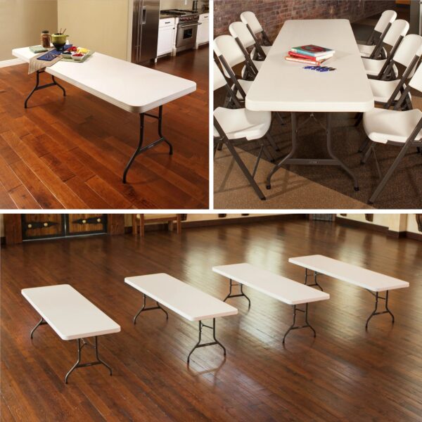 Lifetime 8 Foot Rectangle Folding Table, Indoor/Outdoor Commercial Grade, Almond (22984)