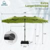 15ft Double Sided Patio Umbrella with Solar Lights, Outdoor Large Umbrellas with Crank Handle and 36 LED Lights, Rectangular Market Umbrella with Base Included for Deck Pool Shade