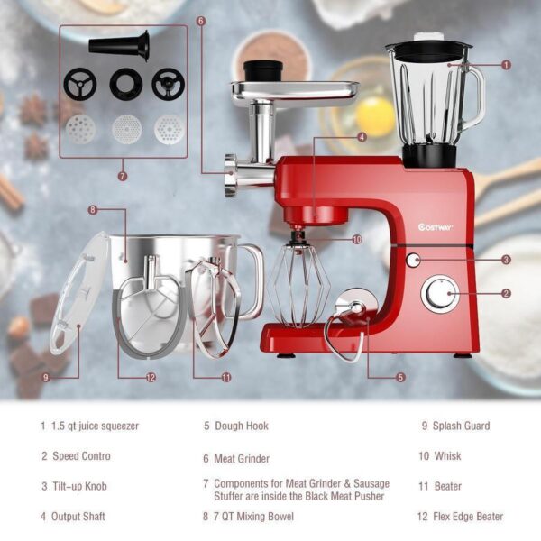 caaf93792cba47539f8da57304f2f645 3 in 1 Multi-functional 800W Stand Mixer Meat Grinder Blender Sausage Stuffer